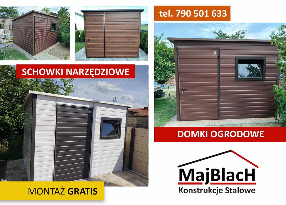 GARAŻ BLASZANY | Domek Ogrodowy | SCHOWEK BUDOWLANY|Wiatka – Maj-Blach