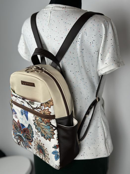 Plecak handmade welur i ekoskóra