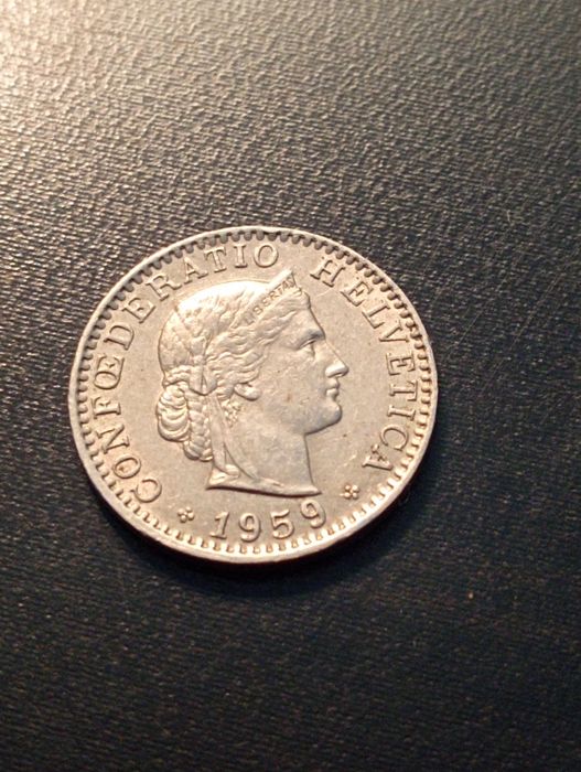 20  Rappen	confoederatio helvetica FR - Suiça - 1959