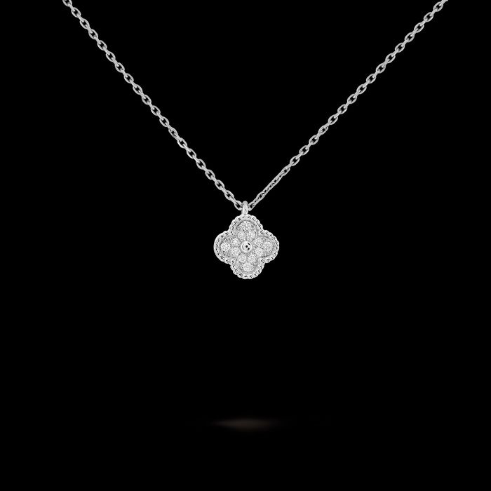 VanCleef&Arpels  Подвеска Sweet Alhambra Белое золото с 1  мотивом с бриллиантами