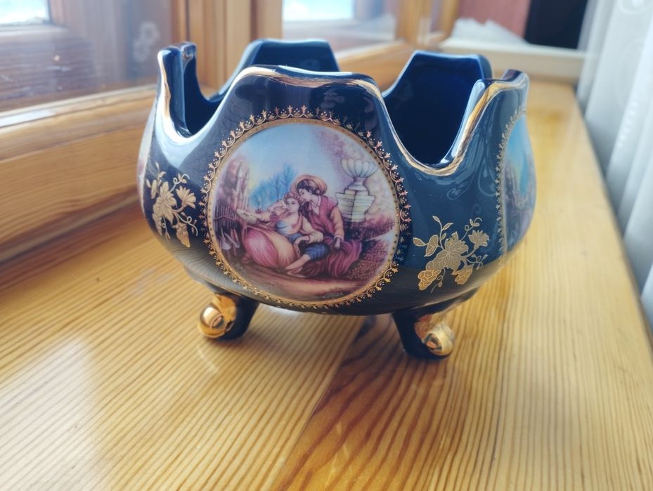 Кобальтовый фарфор Германия Конфетница на ножках позолота сервиз ретро