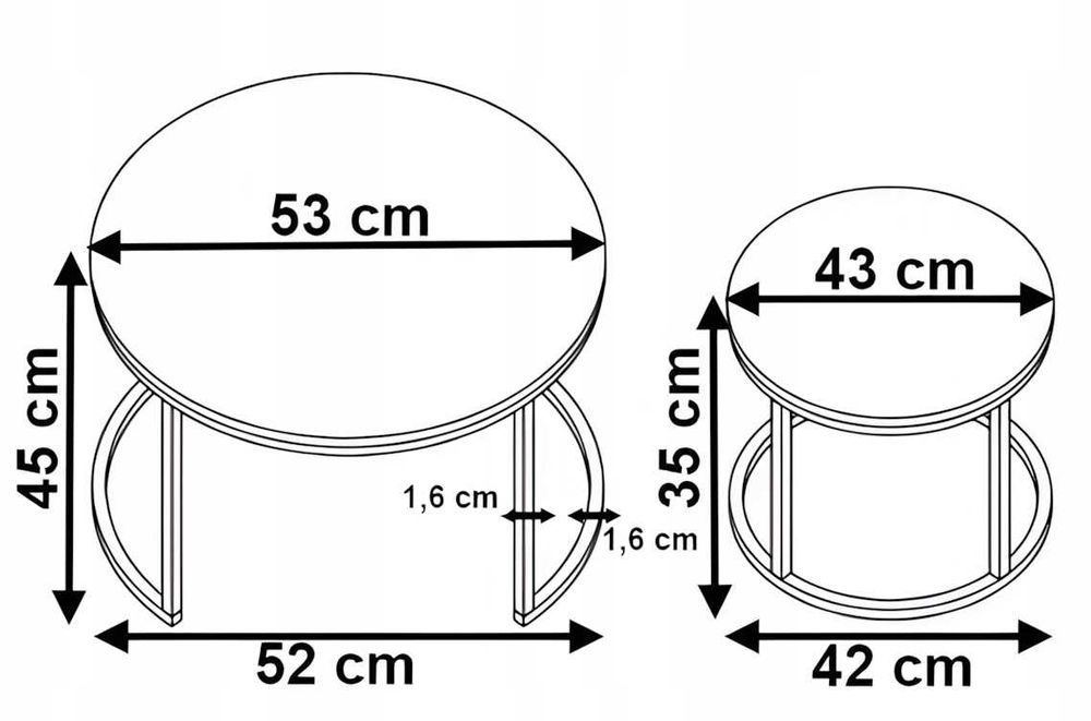NOWY STOLIK Kawowy 2w1 Ława LOFT okrągły ZESTAW