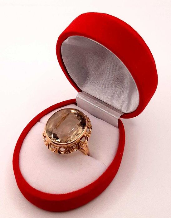 Złoty pierścionek Kwarc dymny PR.585 W:11,95gr R.18 InterSKLEP