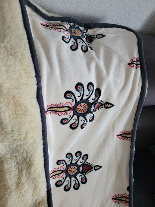 Koc dwuwarstwowy polar wełna góralski