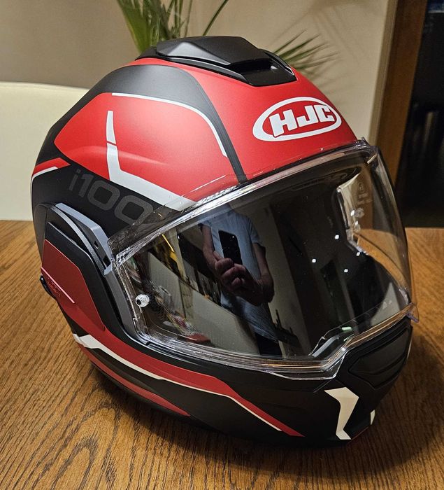 Kask motocyklowy HJC i100 szczękowy LORIX czerwono-czarny M
