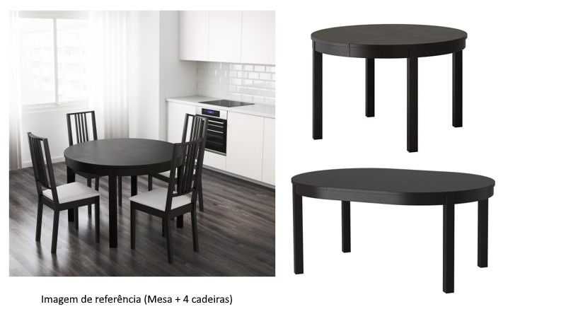 Vendo 4 Cadeiras+Mesa BYURSTA+Móvel TV+ Estante Billy c/ Portas (IKEA)