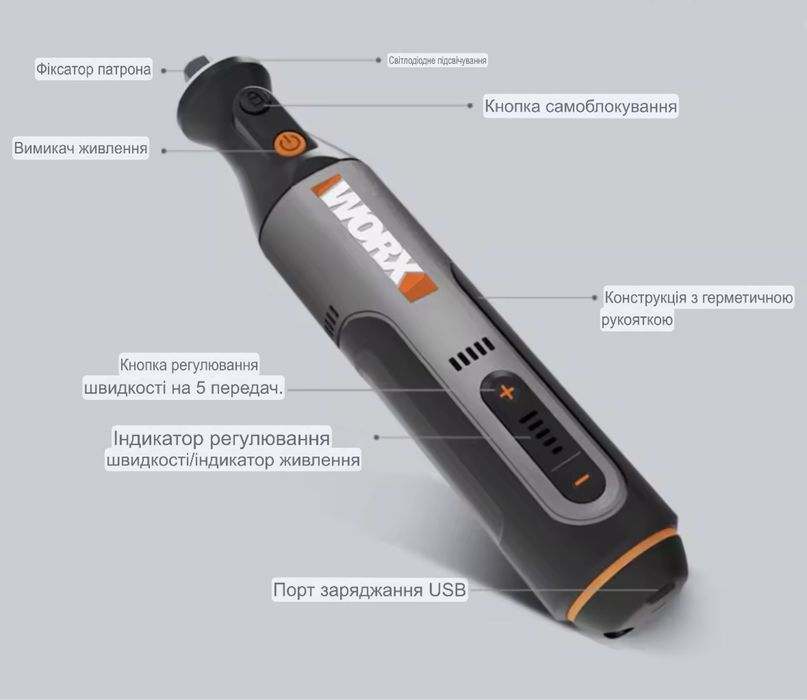 Гравер WORX WX-106 акумуляторний дрель, гравер ручка