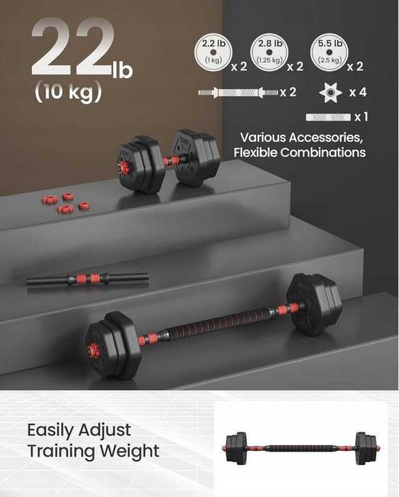 Zestaw hantli 2x2,5kg , 2x1,25kg 2x1kg ,brak nakrętek