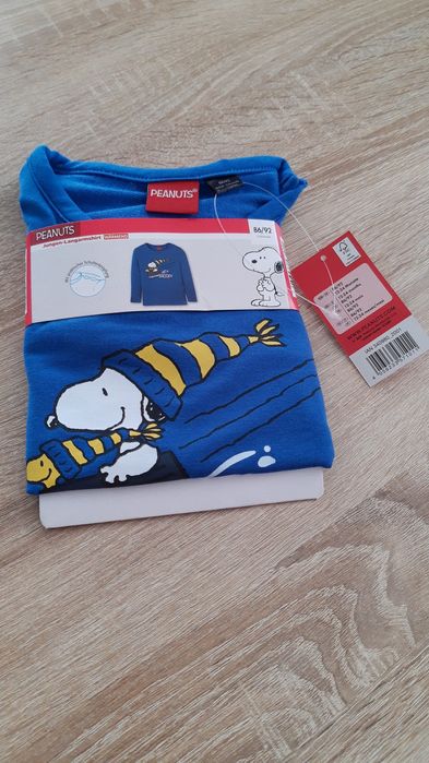 Nowa bluzeczka  dł rękawkiem  Snoopy Smile r.86/92
