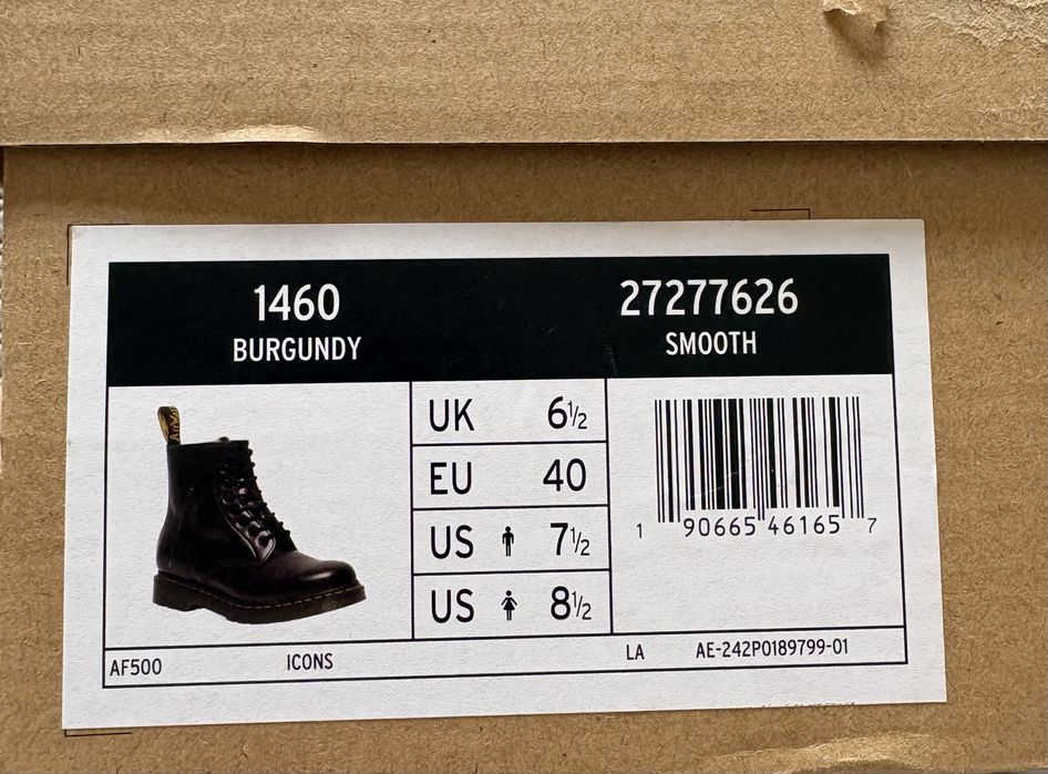 Botas Dr. Martens 1460 Burgundy Smooth