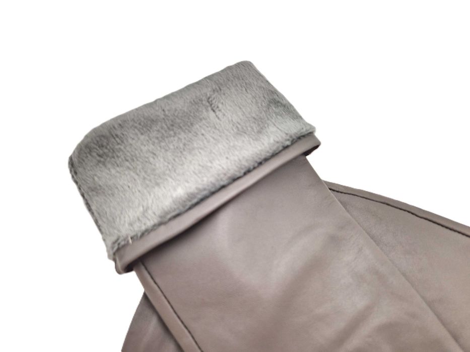 Длинные кожаные серые перчатки довгі сірі рукавички