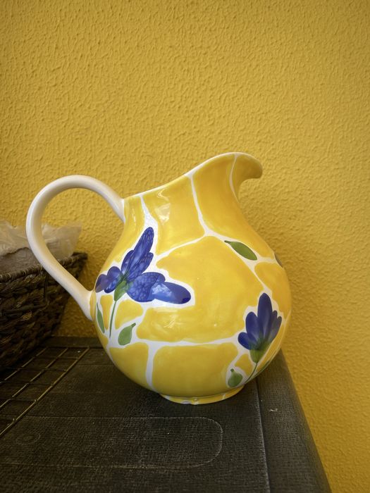 Jarra “St Tropez”amarelo e azul pintado à mão Portugal