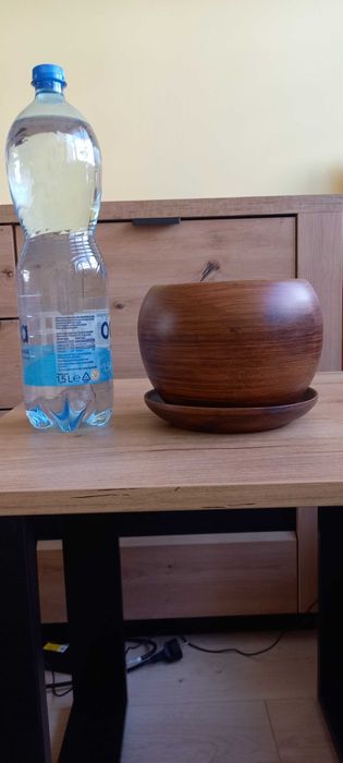 Doniczka Ceramiczna Kula  3 ,    13 cm eco brąz z podstawką