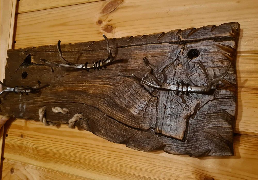 Wieszak rustykalny loft ze starego drewna