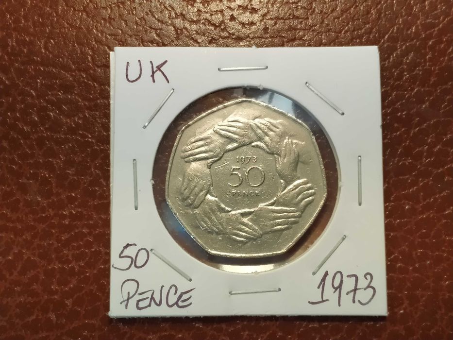 Reino Unido - moeda de 50 pence de 1973 CEE