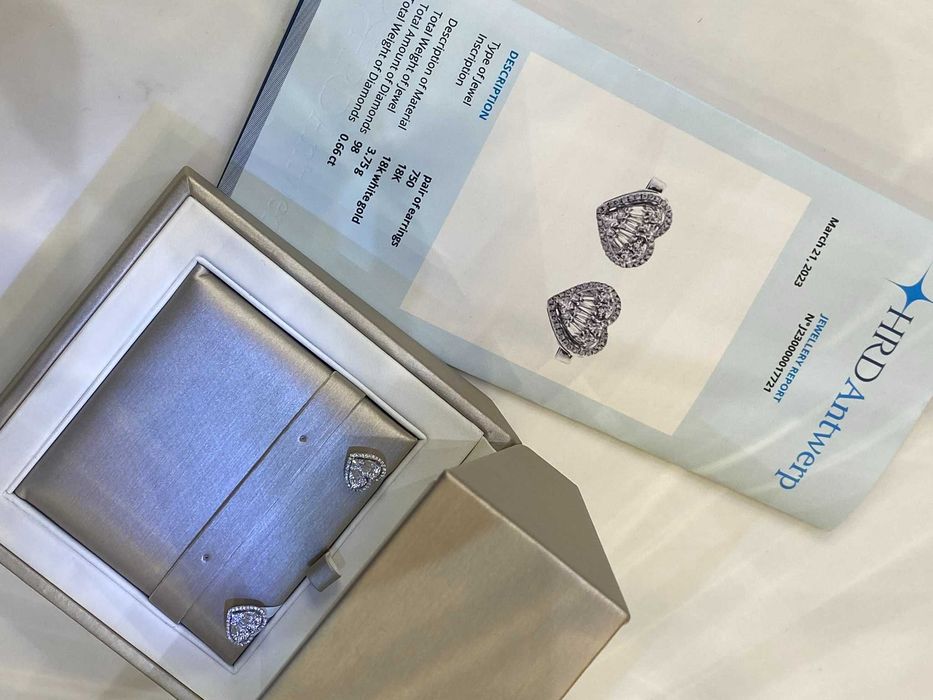 Kolczyki z diamentami Serce 0.66 CT Certfikat HRD VVS - E 750