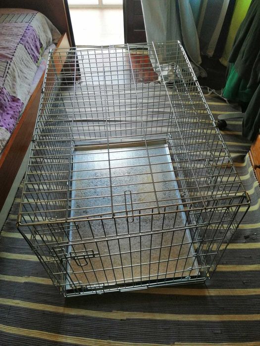 Transportadora metálica cromada 89x60x66cm para animais