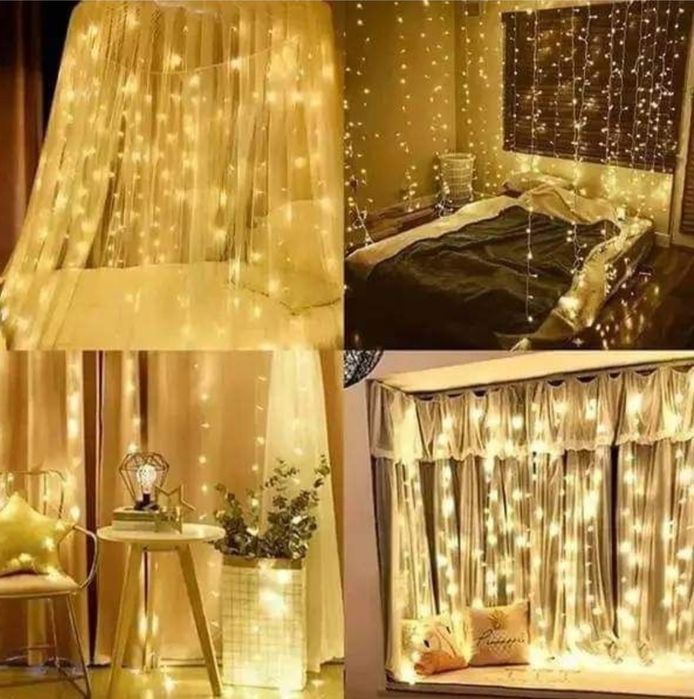 Гірлянда штора в теплому та холодному кольорах