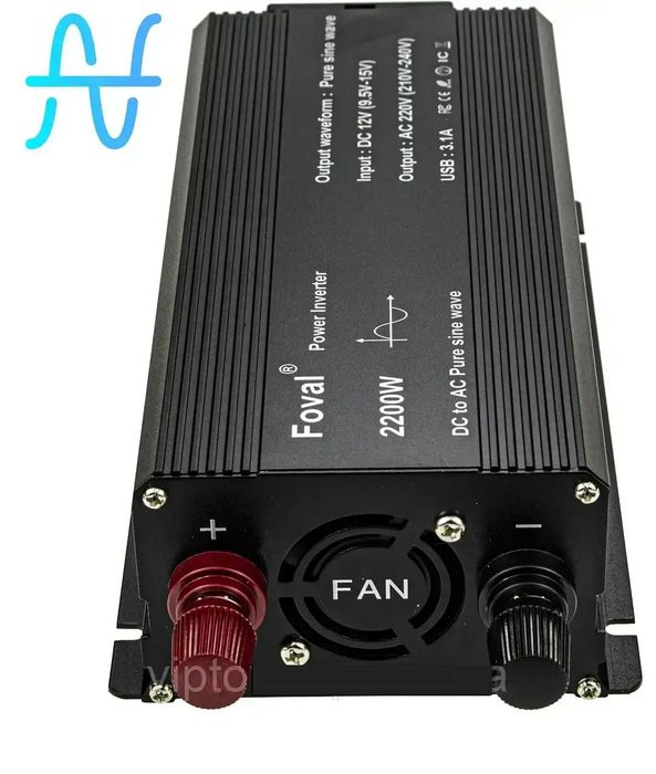 Інвертор із Чистим Синусом 12V-220 "FOVAL 2200W перетворювач для котлі