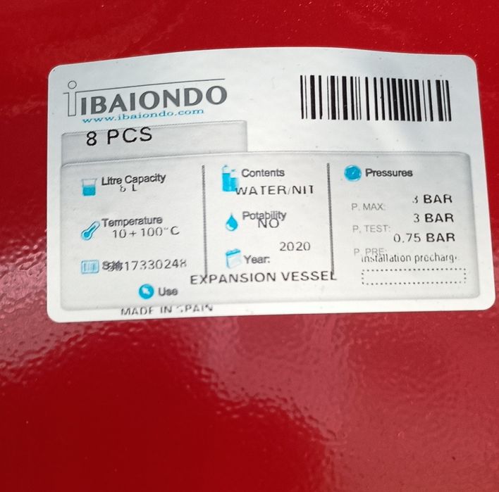 Vaso de expansão 8lt  3bar como novo