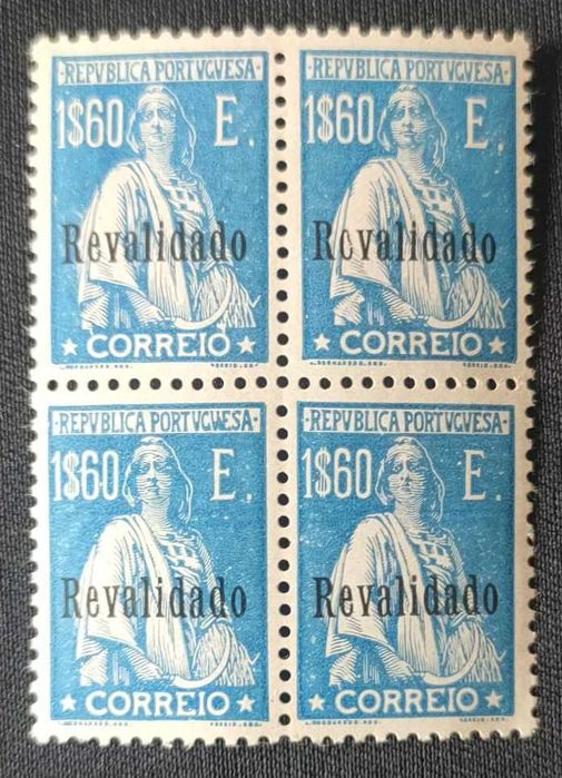 Quadra de selos novos de 1$60 - Ceres c/ sobrecarga REVALIDADO - 1929