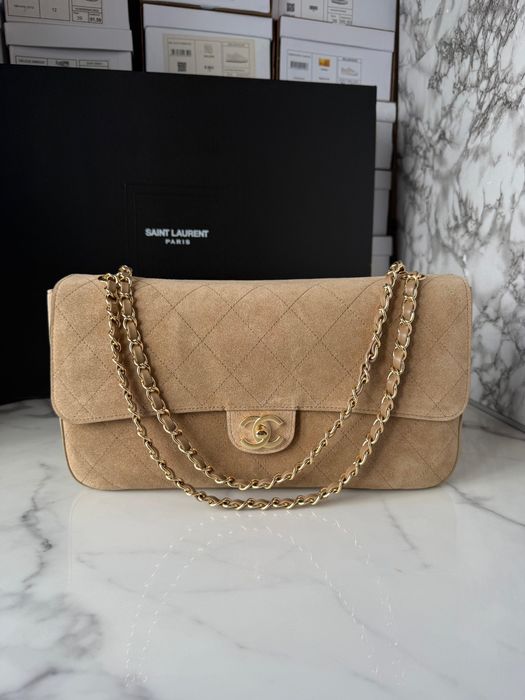 Torebka Chanel Maxi Flap Beige Suede