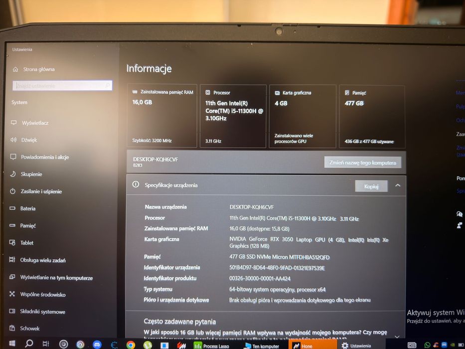 (ŚWIETNY STAN) Lenovo IdeaPad Gaming 3-15 rtx3050ti