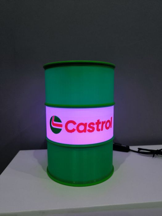 Candeeiro estilo bidão Castrol led RGB