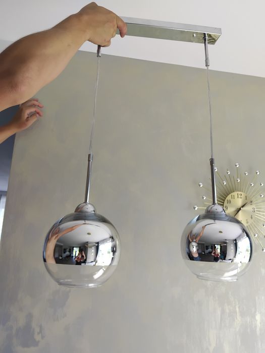 Lampa podwojna srebrna chromowana