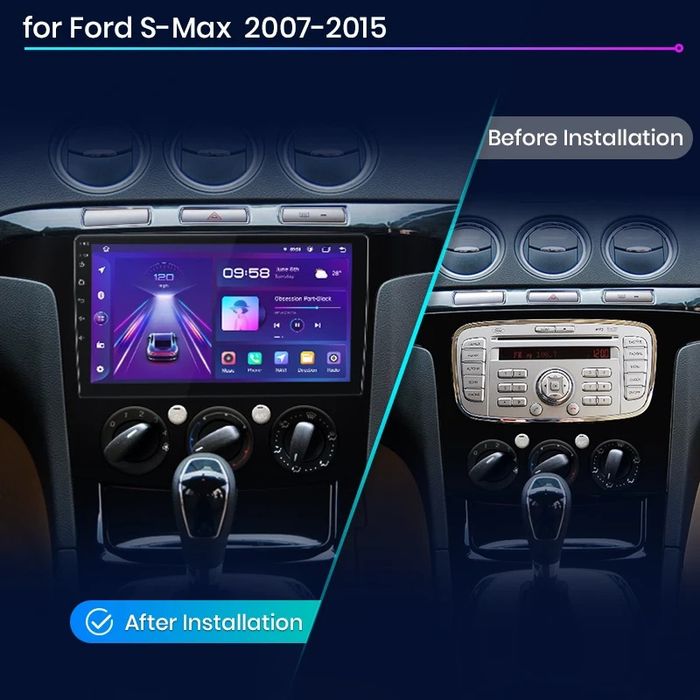 Rádio 9" android Ford S-Max 2007-15 CARPLAY WIFI GPS 2/32GB Novo