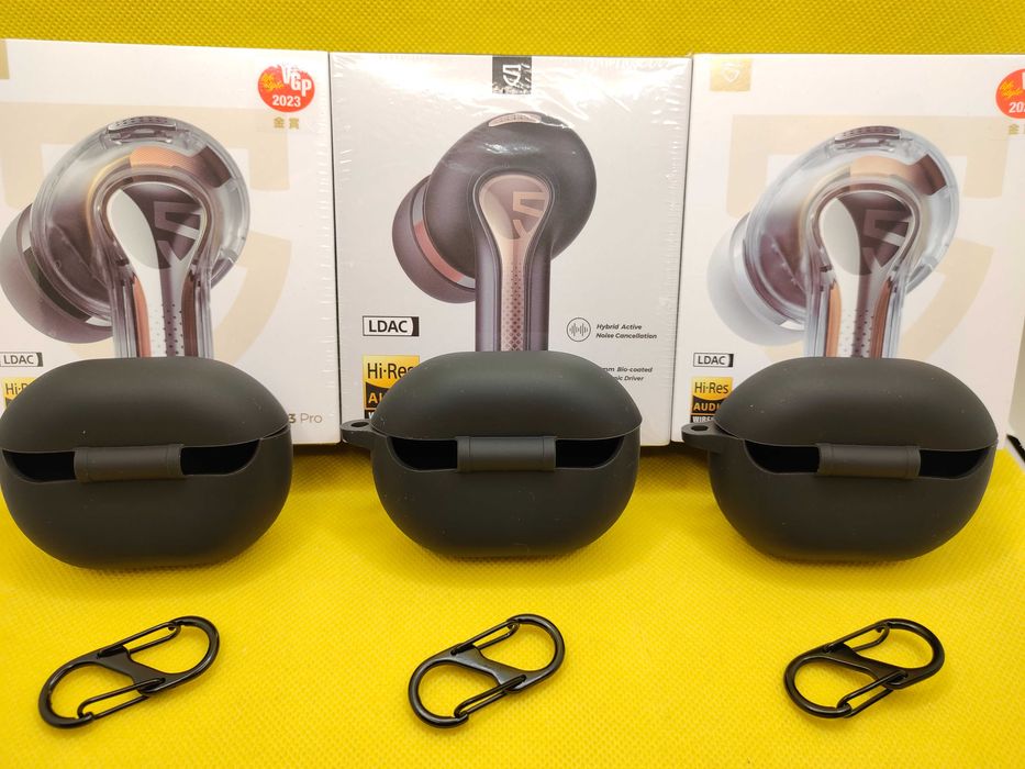 Чехол силиконовый на наушники SoundPeats Capsule 3 Pro + карабин!