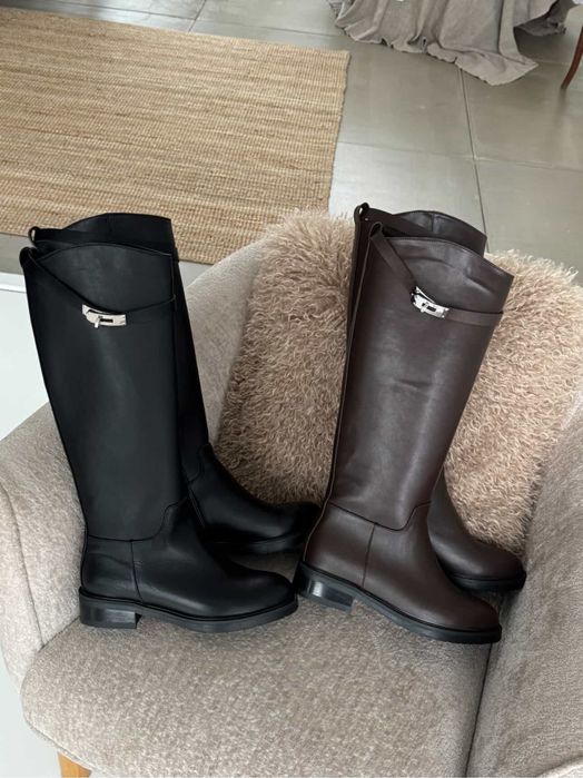 Чоботи у стилі Hermes жокейки Натуральна шкіра жокейські