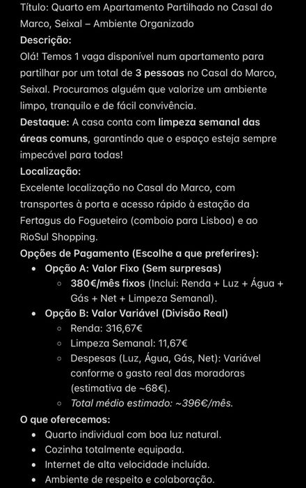 Quarto a 800 metros da Fertagus Fogueteiro