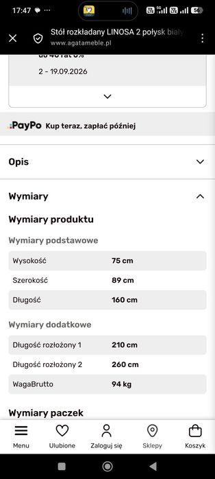 Stół rozkładany do jadalni