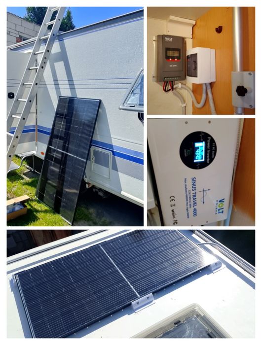 Instalacja off grid PV  kamper przyczepa kempingowa z montażem