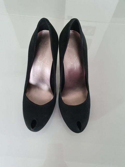 Jessica Simpson szpilki open toy 37 czarne zamsz