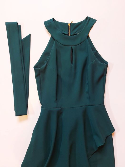 Asymetryczna sukienka - butelkowa zieleń