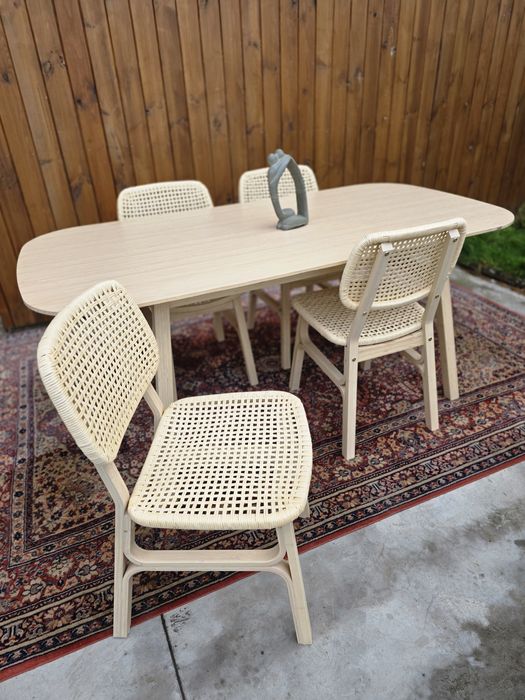 VOXLÖV bambusowy jasny stół  + 4 krzesła Ikea #2139 Stylowy Węgrow
Stó