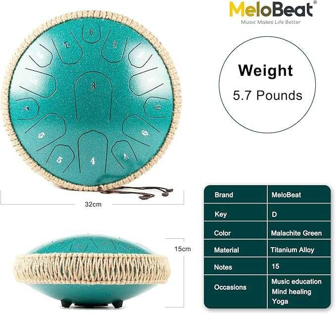 Bęben Językowy 13 cali 15 tonów MELOBEAT ST-015 zestaw 32cm zielony