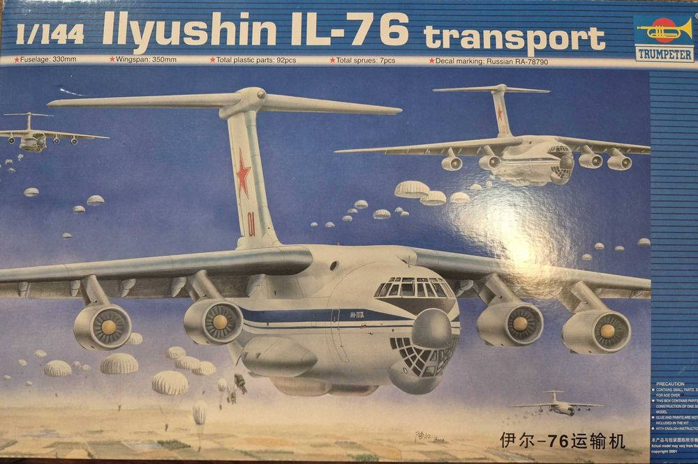 Kits Modelismo Trumpeter 1/144 Ilyushin IL-76 Transport e Ilyushin A-50 Mainstay  Novos