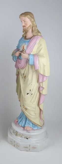 Escultura antiga em porcelana - 36.5 cm - Sagrado Coração Jesus