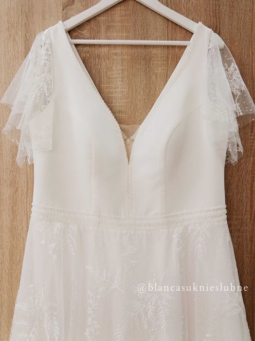 Suknia ślubna Orlanda plus size rękawy motylki literka POPRAWKI GRATIS