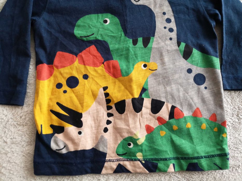 Granatowa bluzka z długim rękawem w dinozaury 3d Next 68 - 74 jak nowa