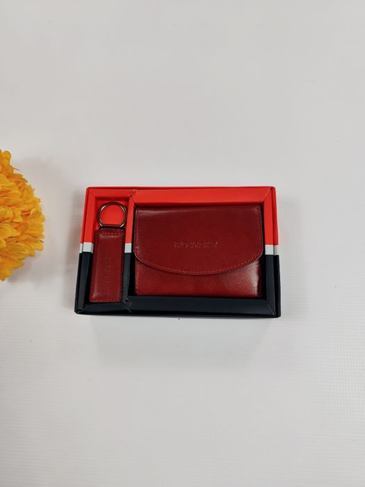 Nowy Rovicky skórzany portfel czerwony damski klasyczny brelok prezent