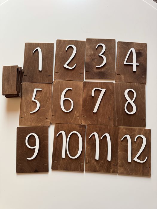 Numery stołów weselnych (numery 1-12)