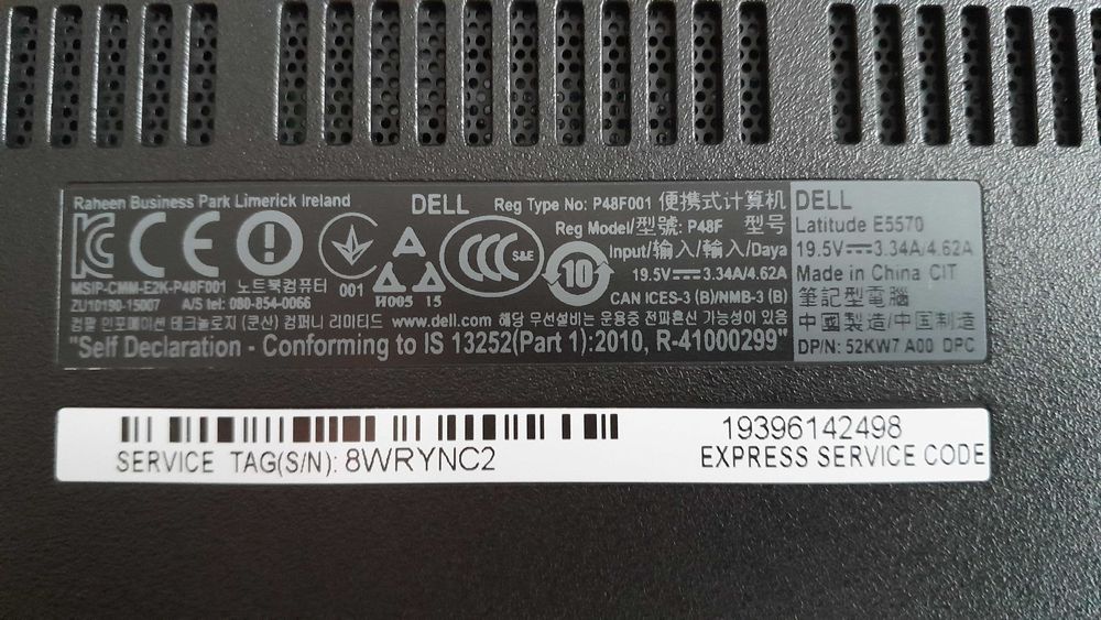Laptop Dell E5570 Intel Core i5-6300U CPU 2,40 GHz 15,6"