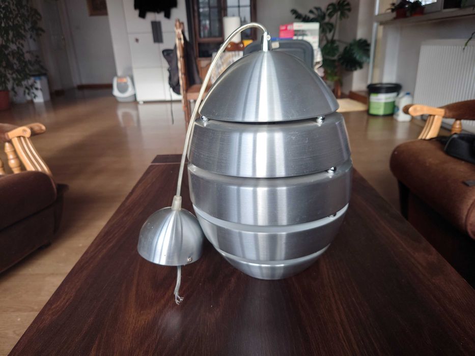Lampa aluminiowa wisząca, kula, 24cm x 31cm, kabel 40cm