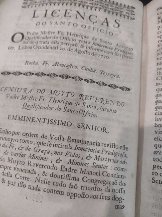 Innocencia Prodigiosa Triunfos da fé e da Graça 1721