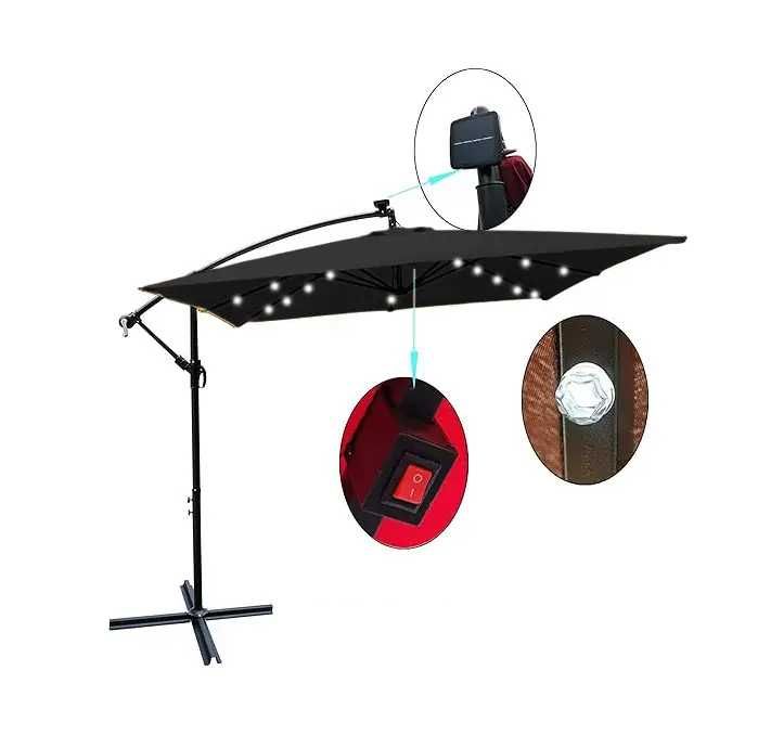 Парасоля садова з LED-підсвіткою 2,5м x 2,5м Чорна + чохол WCG