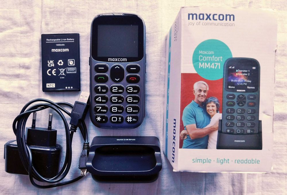 MAXCOM COMFORT MM471 dla seniora,, podstawka, 2*SIM, =gwarancja=